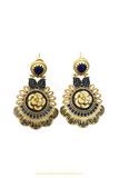 Antique Gold Finished Blue Earrings By PTJ