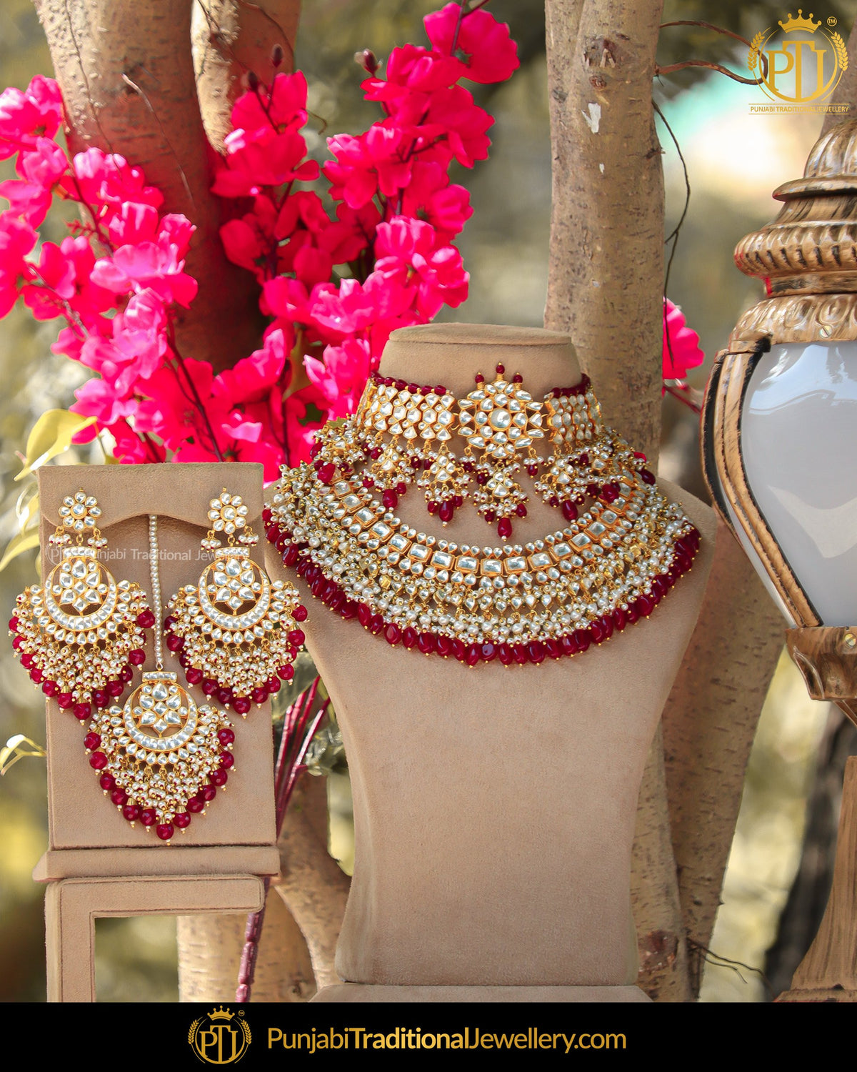 Gold Finished Rubby Kundan Choker  Set | Punjabi Traditional Jewellery Exclusive
