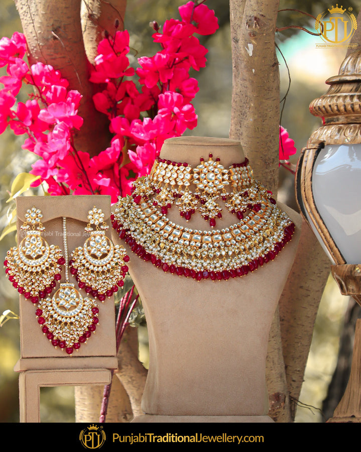 Gold Finished Rubby Kundan Choker  Set | Punjabi Traditional Jewellery Exclusive