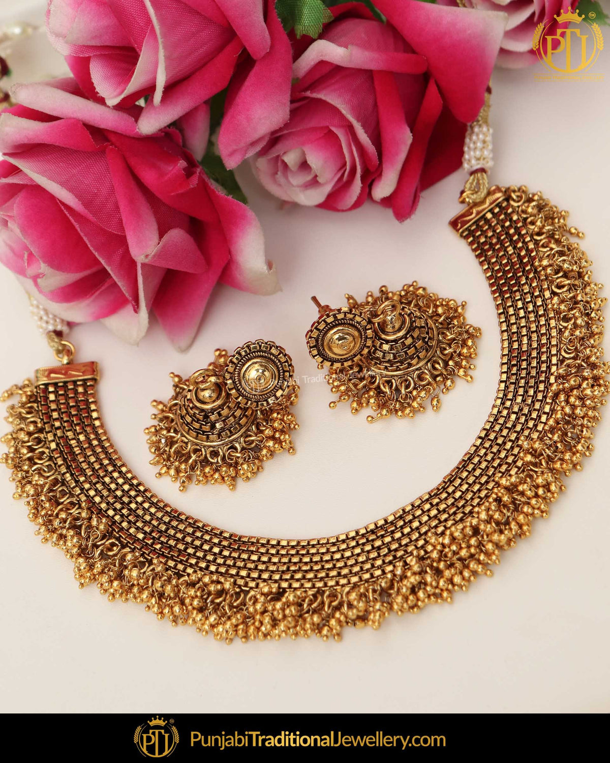 Antique Gold Finished Johda Necklace Set  | Punjabi Traditional Jewellery Exclusive