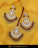 Gold Finished Rubby Kundan Earrring Tikka Set | Punjabi Traditional Jewellery Exclusive