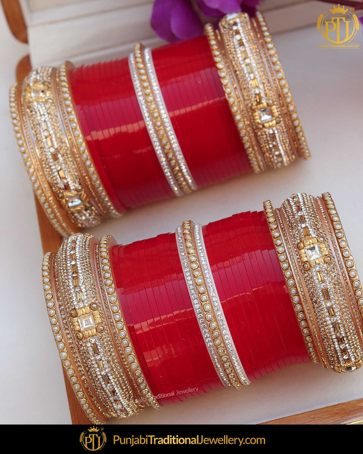Red Pearl Bridal Chura | Punjabi Traditional Jewellery Exclusive