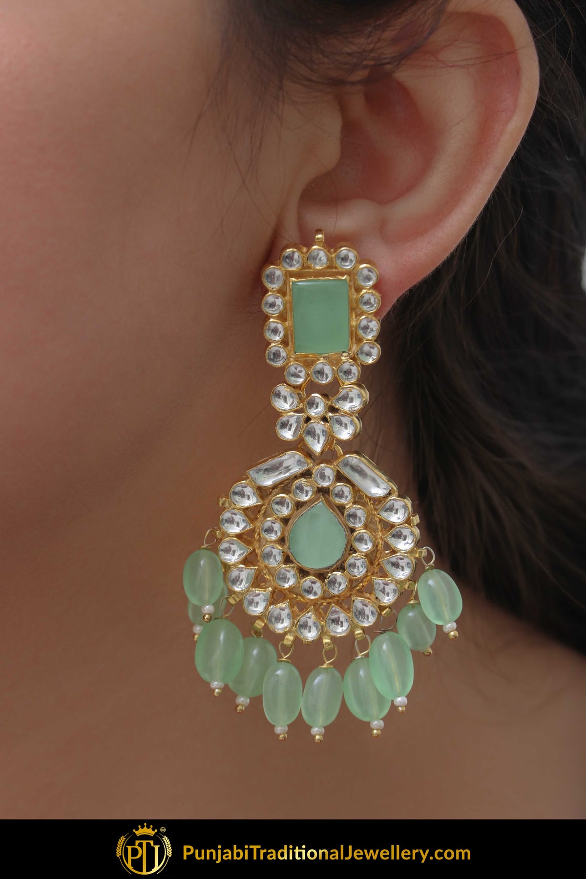 Aleesa New Jade Kundan Necklace & Earring Tikka Set | Punjabi traditional Jewellery Exclusive