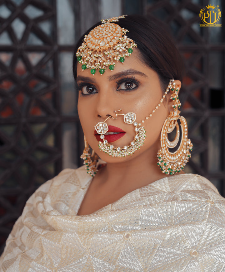 Suhair Emerald Kundan Nath Only  | Rawayat by Punjabi Traditional Jewellery