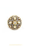 Antique Gold Finished Kundan Ring By PTJ