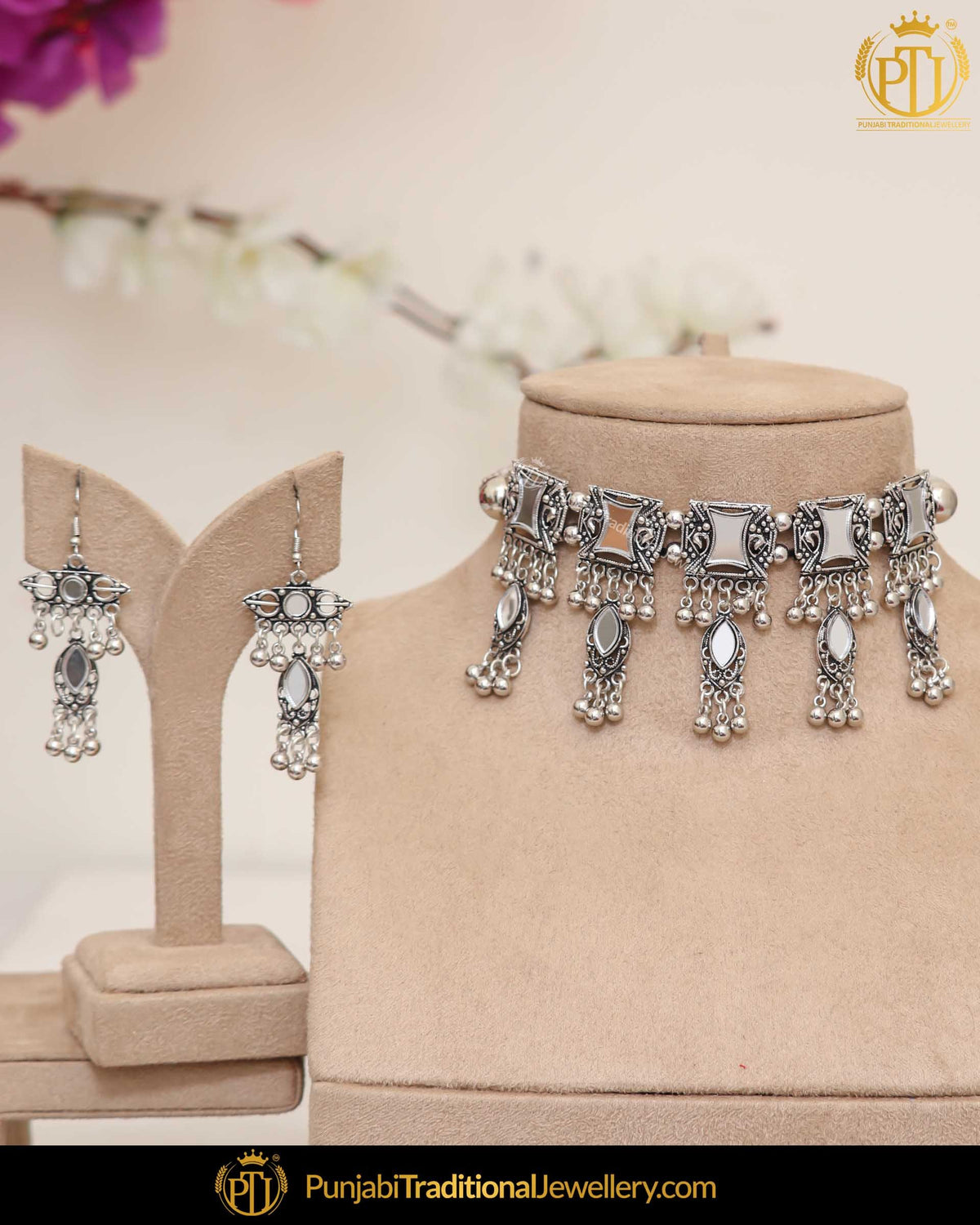 Oxidised Silver Afghan Choker Necklace set | Punjabi Traditional Jewellery Exclusive