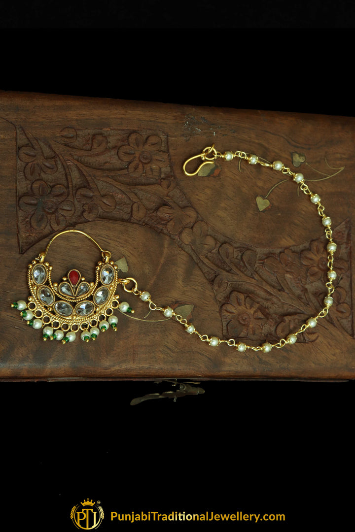 Gold Finished Polki Nath| Punjabi Traditional Jewellery Exclusive