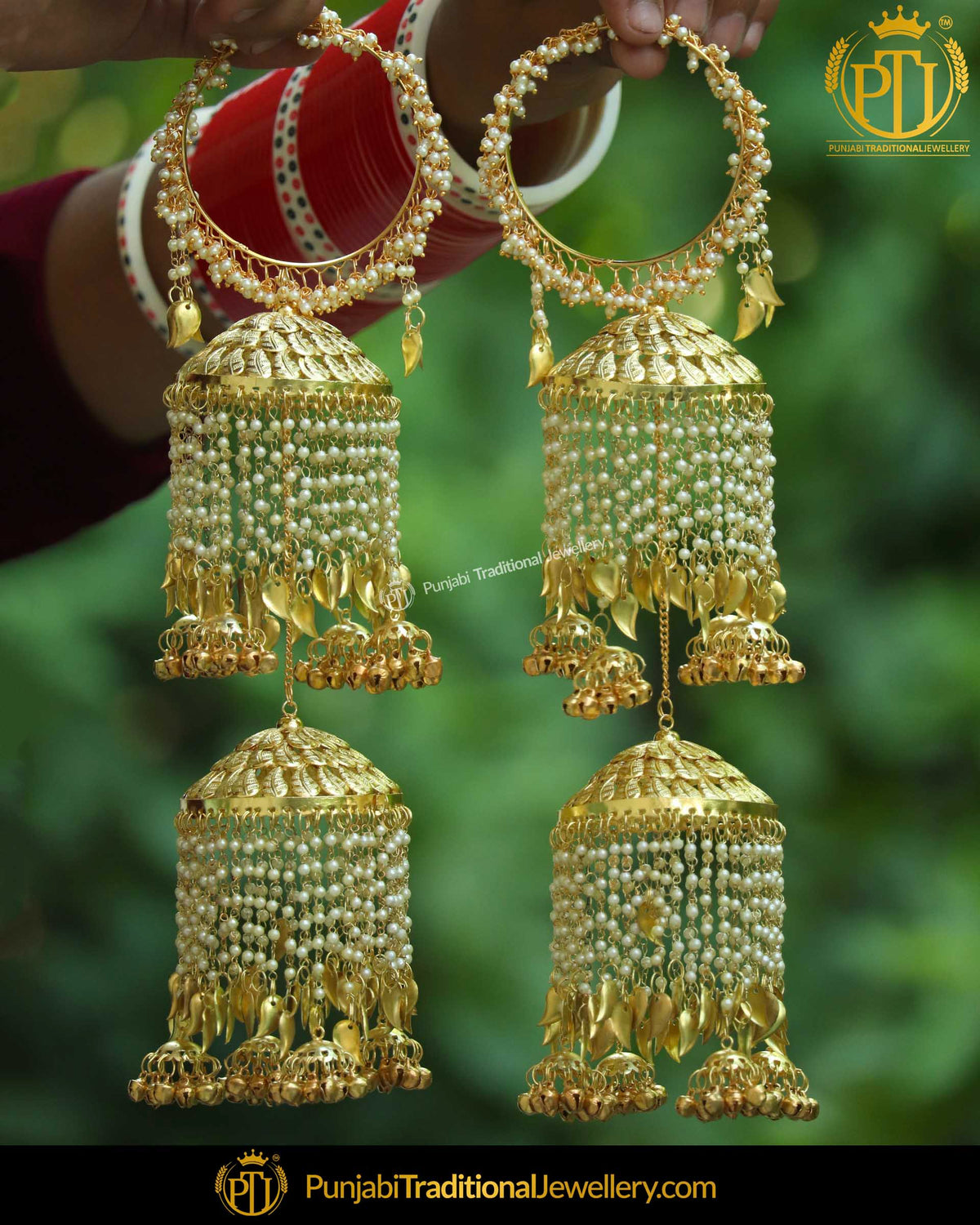 Gold Finished Pearl Pippal Patti Bridal Kalira | Punjabi Traditional Jewellery Exclusive