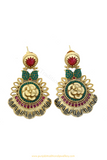 Antique Gold Finished Rubby Emerald Earrings By PTJ