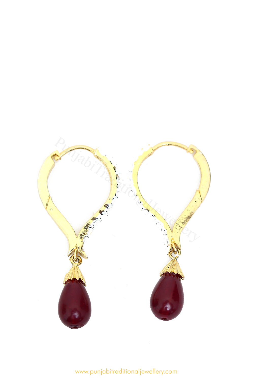 Gold Finished Rubby AD Bali Earrings By PTJ