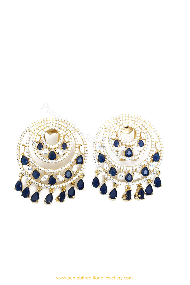 Gold Finished Blue AD Studs By PTJ