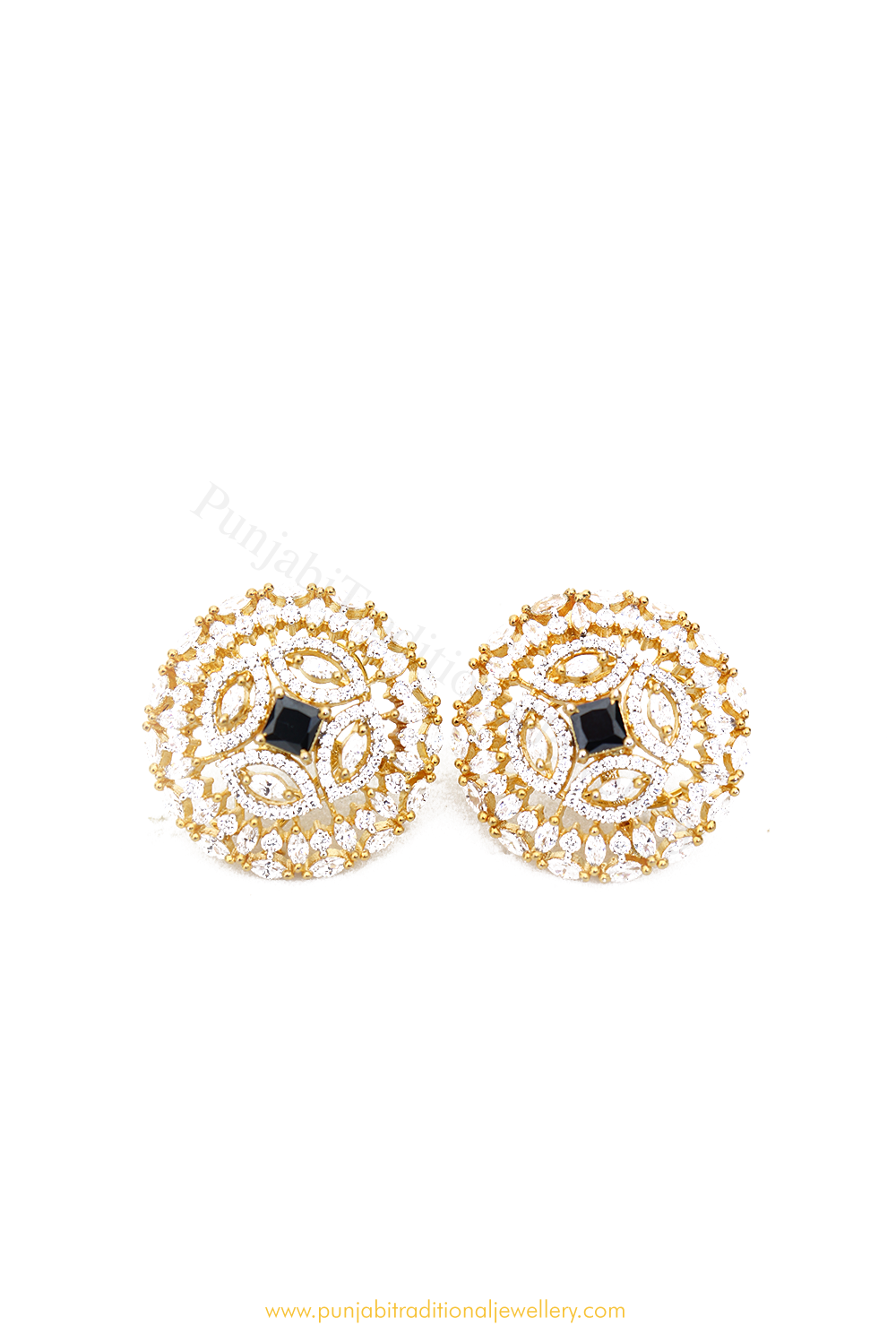 Gold Finished Blue AD Studs By PTJ