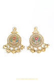 Gold Finished Hand Painted Kundan Earrings by PTJ