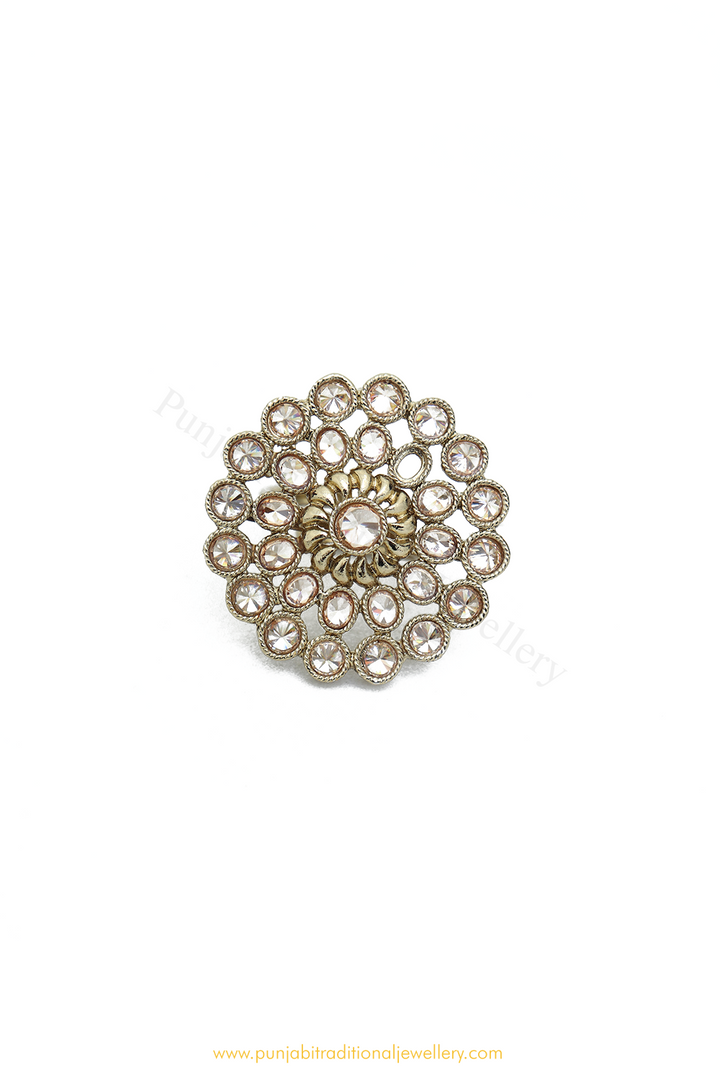 Antique Gold Finished Champagne Stone Ring By PTJ