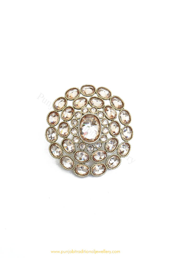 Antique Gold Finished Champagne Stone Ring By PTJ