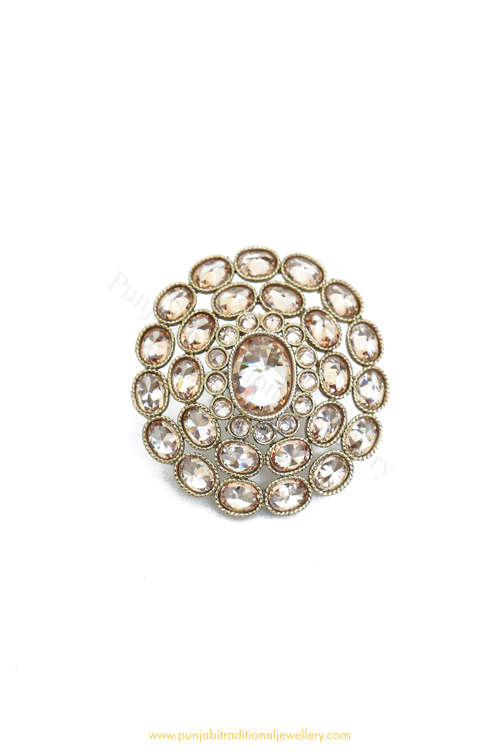 Gold Finished Navratan Kundan Ring By PTJ