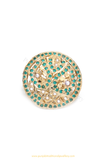 Gold Finished Emerald Jadau Ring By PTJ