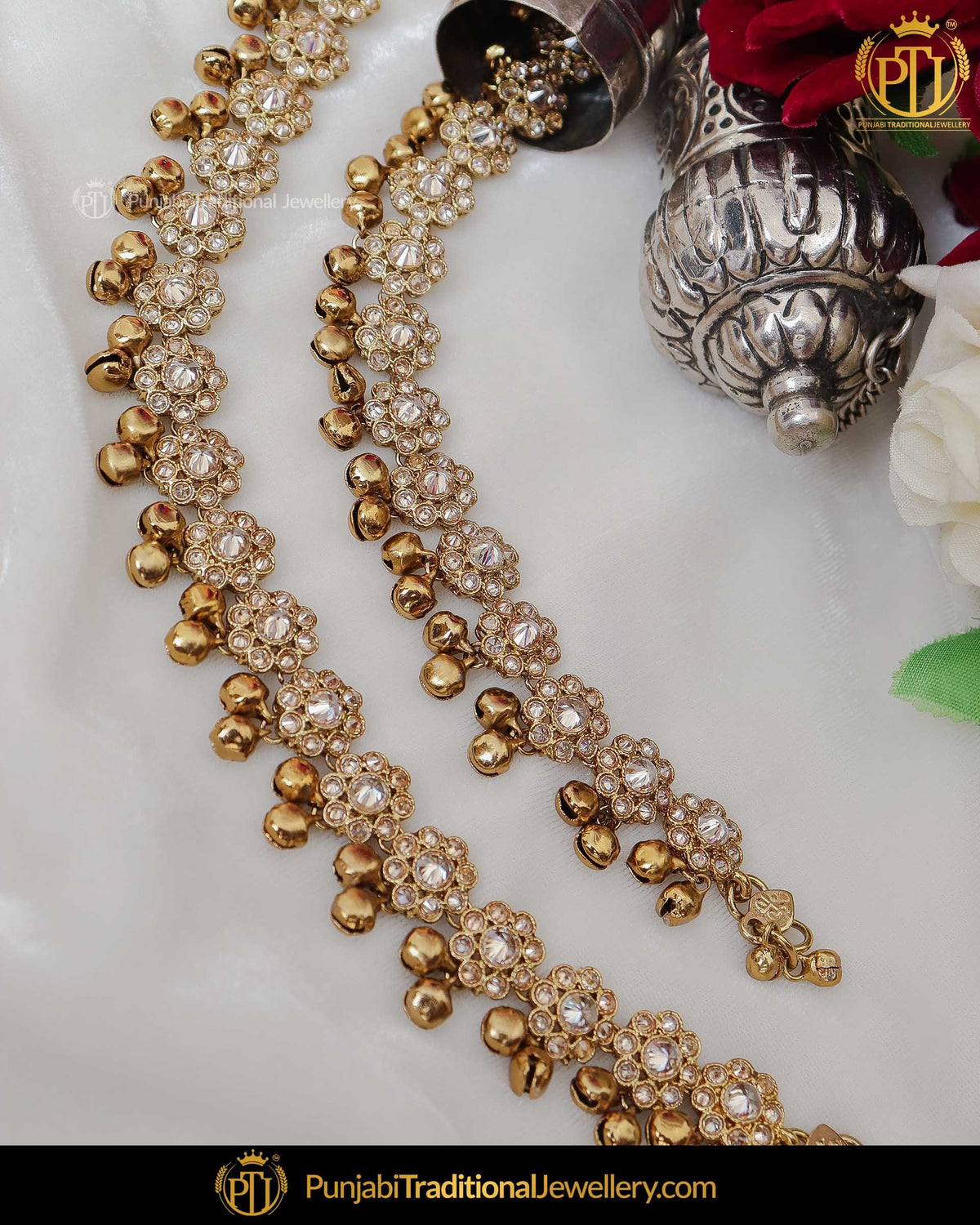 Gold Finished Champagne Stone Payal | Punjabi Traditional Jewellery Exclusive