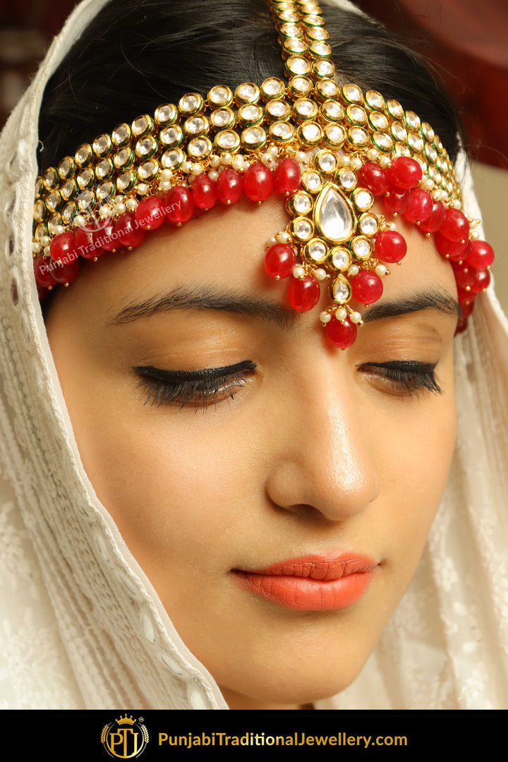 Gold Finished Kundan Rubby Matha Patti | Punjabi Traditional Jewellery Exclusive