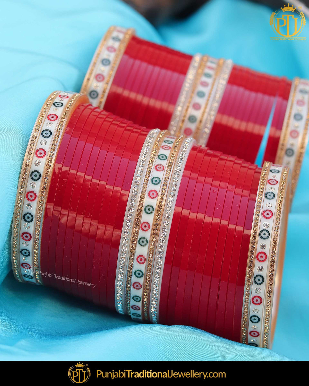 Dotted Red Pearl Bridal Chura | Punjabi Traditional Jewellery Exclusive