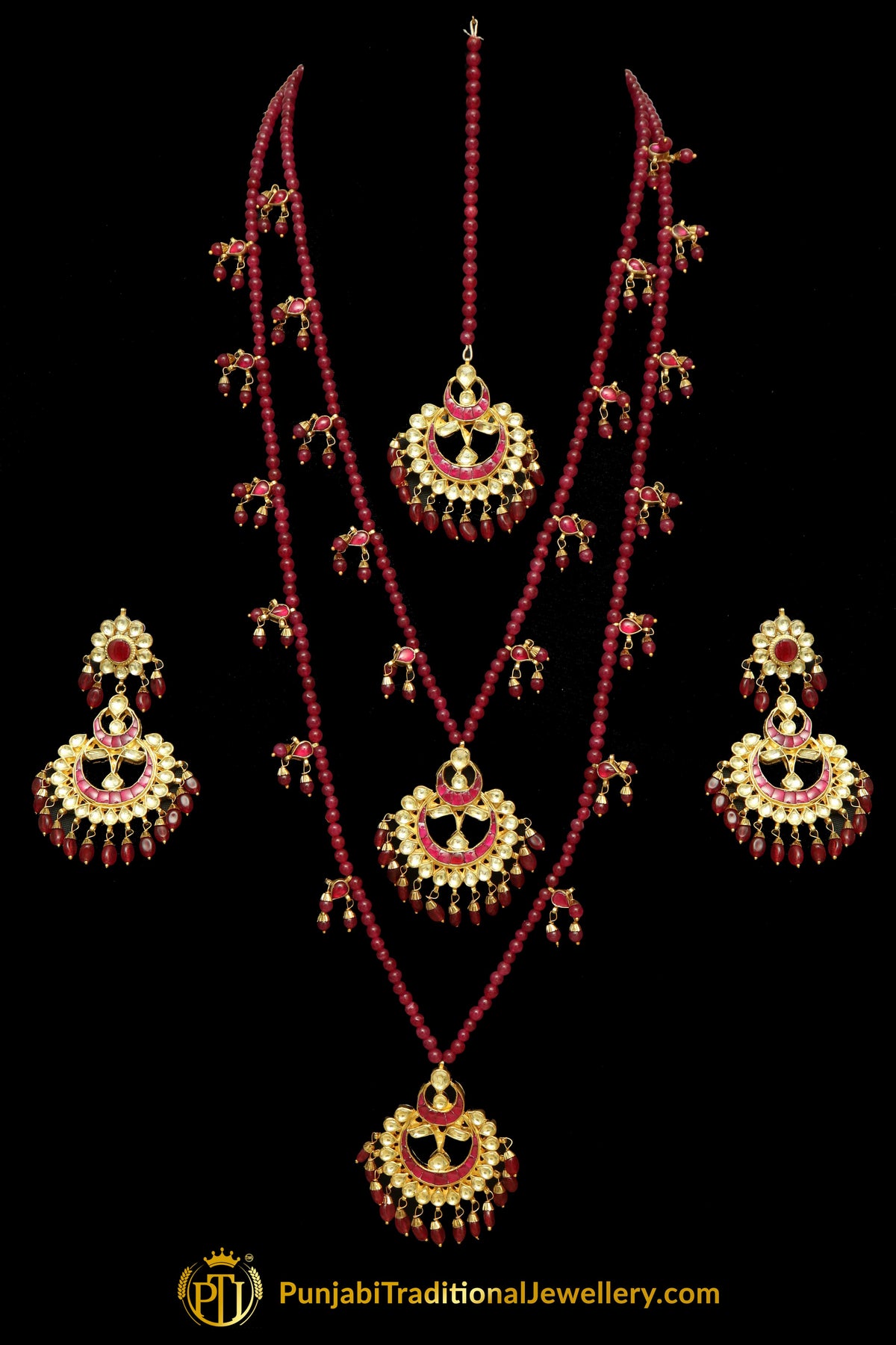 Elma Rubby Kundan Long Necklace Set | Punjabi Traditional Jewellery Exclusive
