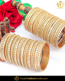 Gold Finished Kundan Bangles Set (Both Hand Pair) | Punjabi Traditional Jewellery Exclusive