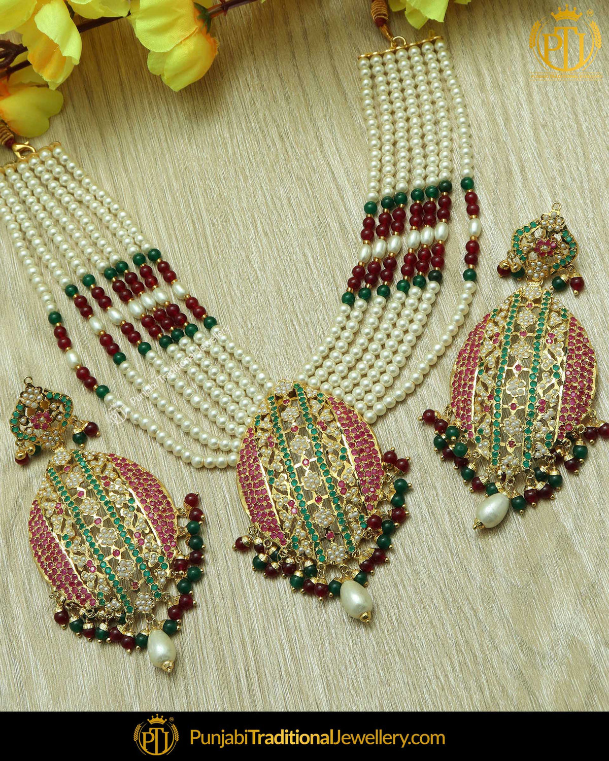 Emerald Rubby Only Necklace | Punjabi Traditional Jewellery Exclusive