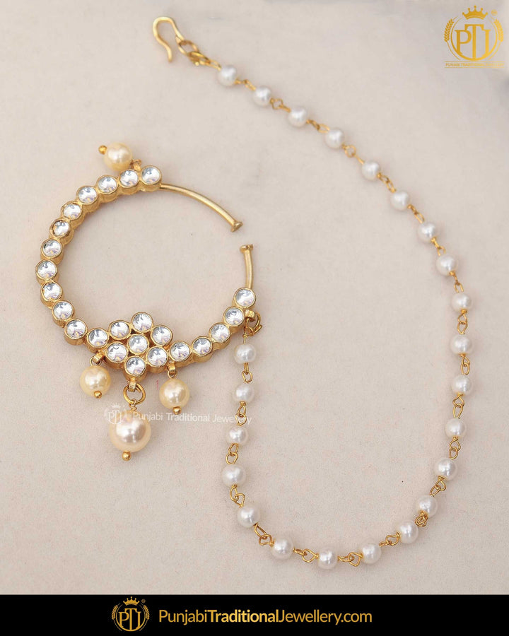 Gold Finished Kundan Pearl Nath | Punjabi Traditional Jewellery Exclusive
