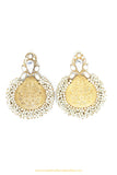Gold Finished Kundan Pearl Earrings by PTJ