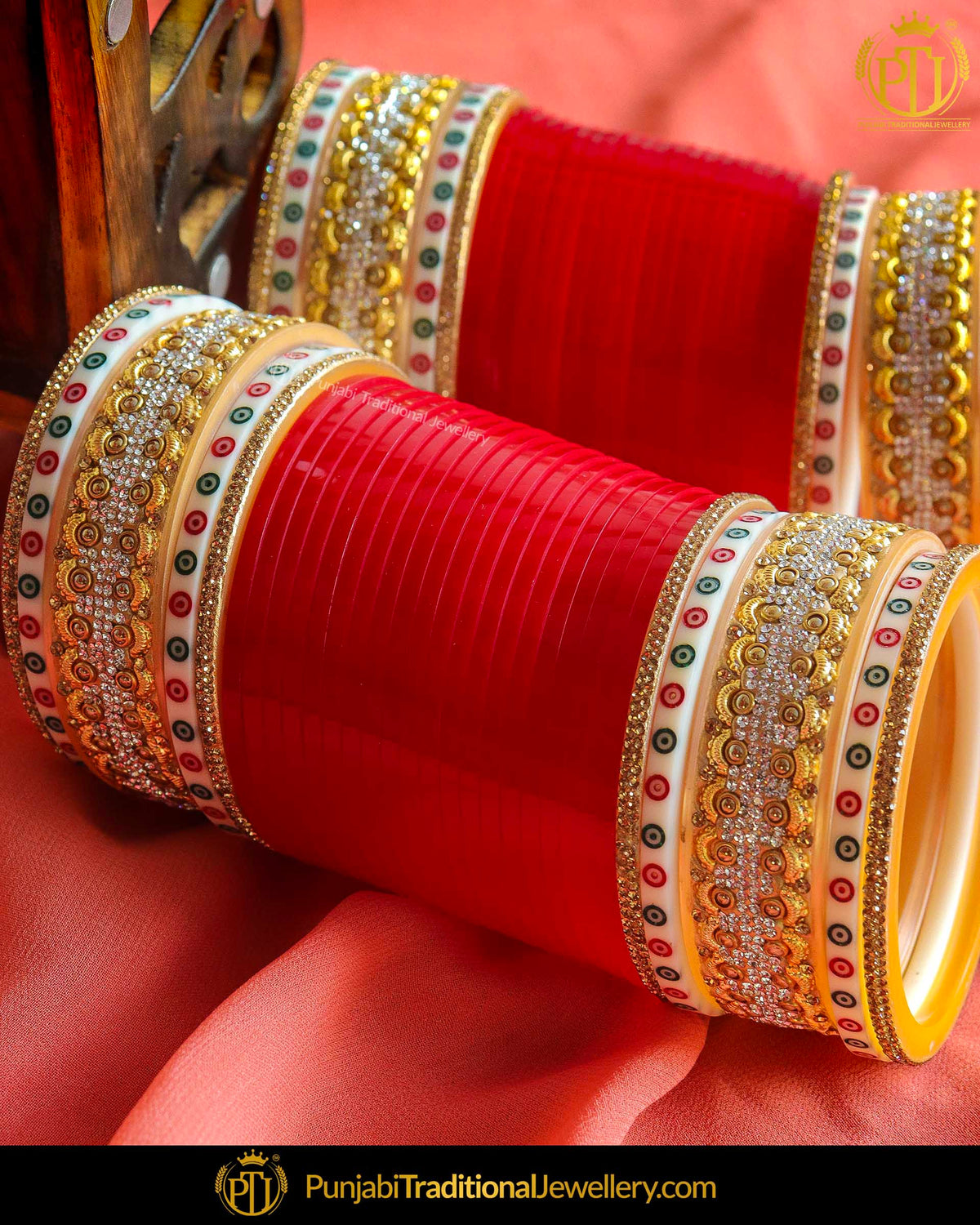 Dotted Red Jercon Bridal Chura | Punjabi Traditional Jewellery Exclusive