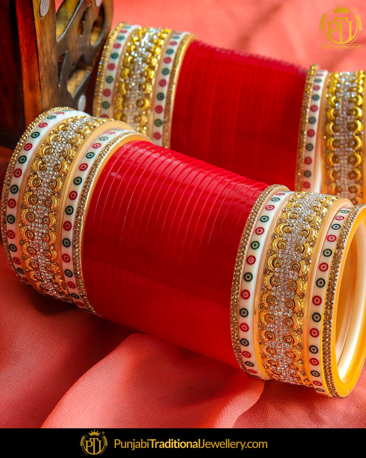 Dotted Red Jercon Bridal Chura | Punjabi Traditional Jewellery Exclusive
