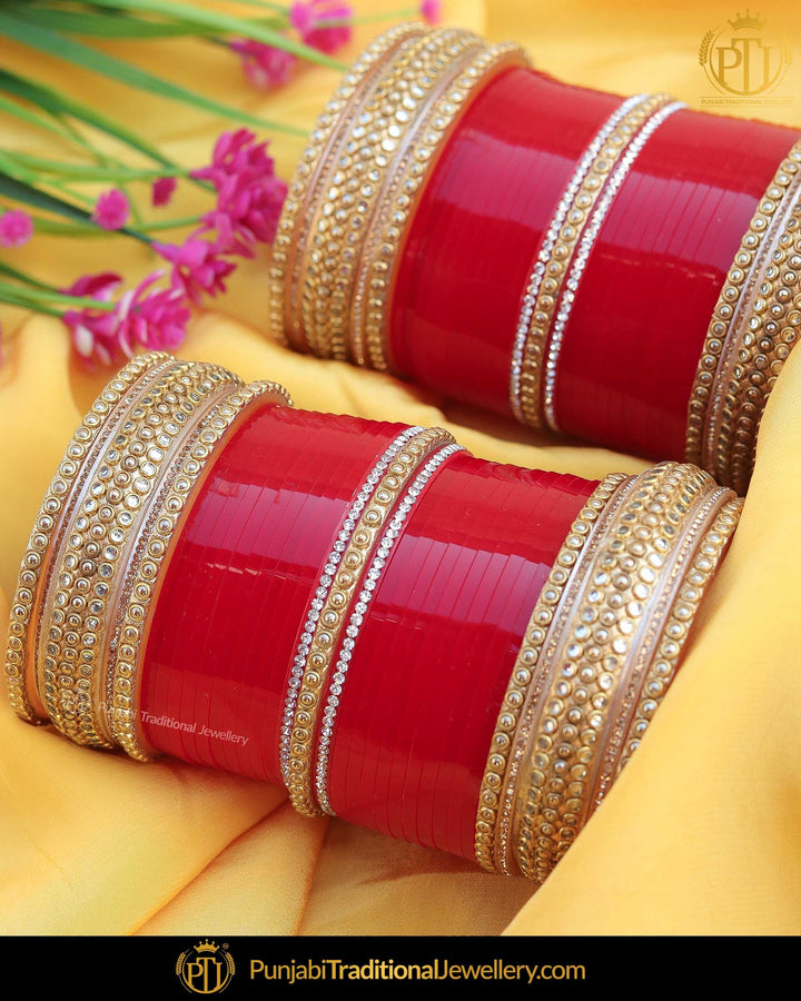 Red Pearl Bridal Chura | Punjabi Traditional Jewellery Exclusive