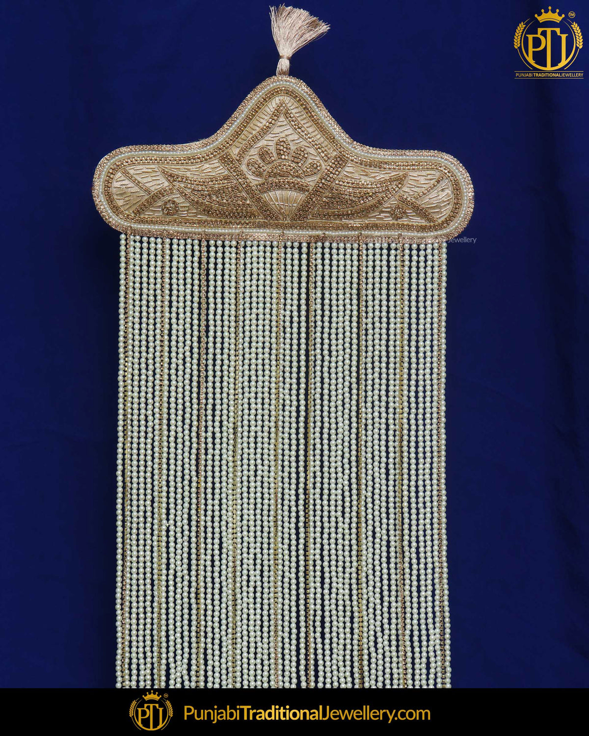 Golden Jercon Pearl groom Sehra | Punjabi Traditional Jewellery Exclusive