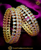 Gold Finished American Diamond Bangles | Punjabi Traditional Jewellery Exclusive