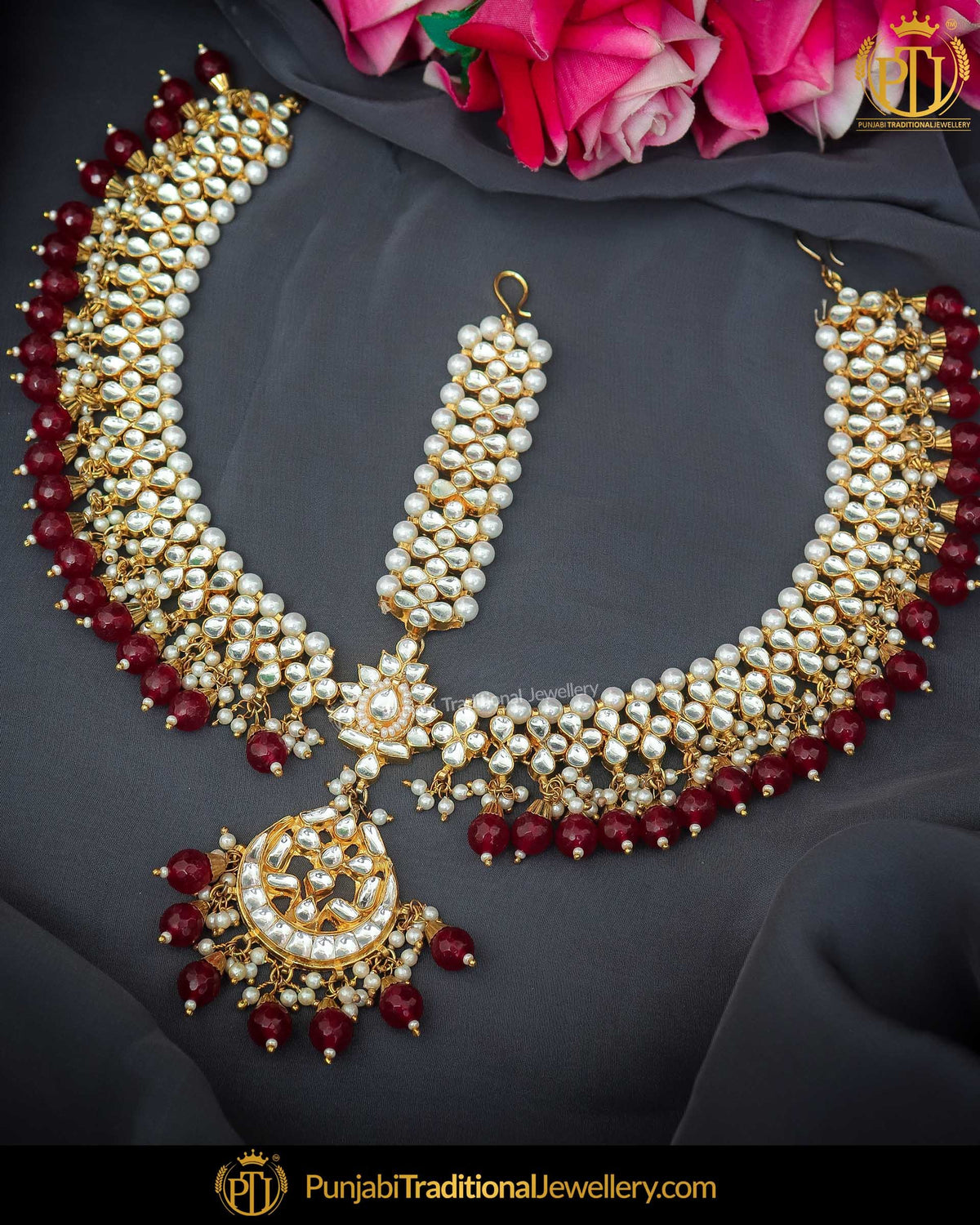 Gold Finished Kundan Rubby Matha Patti | Punjabi Traditional Jewellery Exclusive