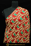 Red Color Pure Phulkari Dupatta By Punjabi Traditional Jewellery