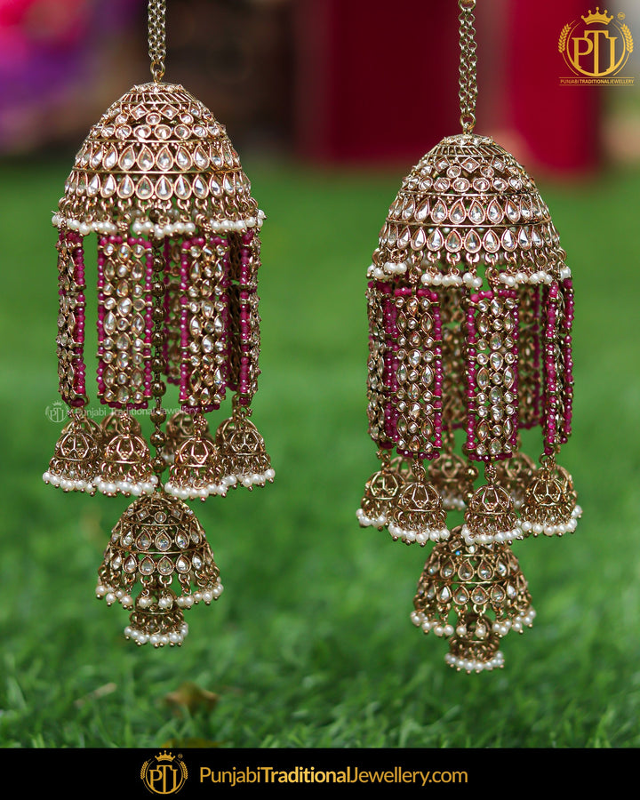 Gold Finished Champagne Stone Rubby Bridal Kalira