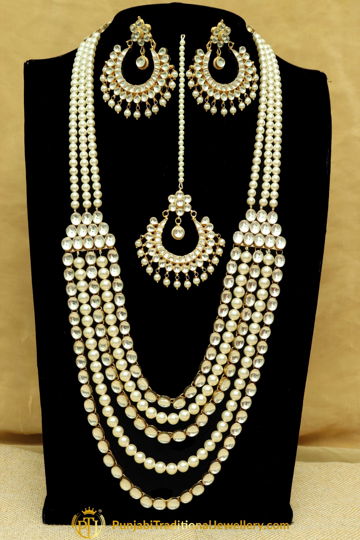 Eman Kundan Pearl Long Necklace Set | Punjabi Traditional Jewellery Exclusive