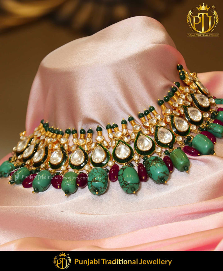 Emerald Rubby Kundan Only Necklace | Punjabi Traditional Jewellery Exclusive