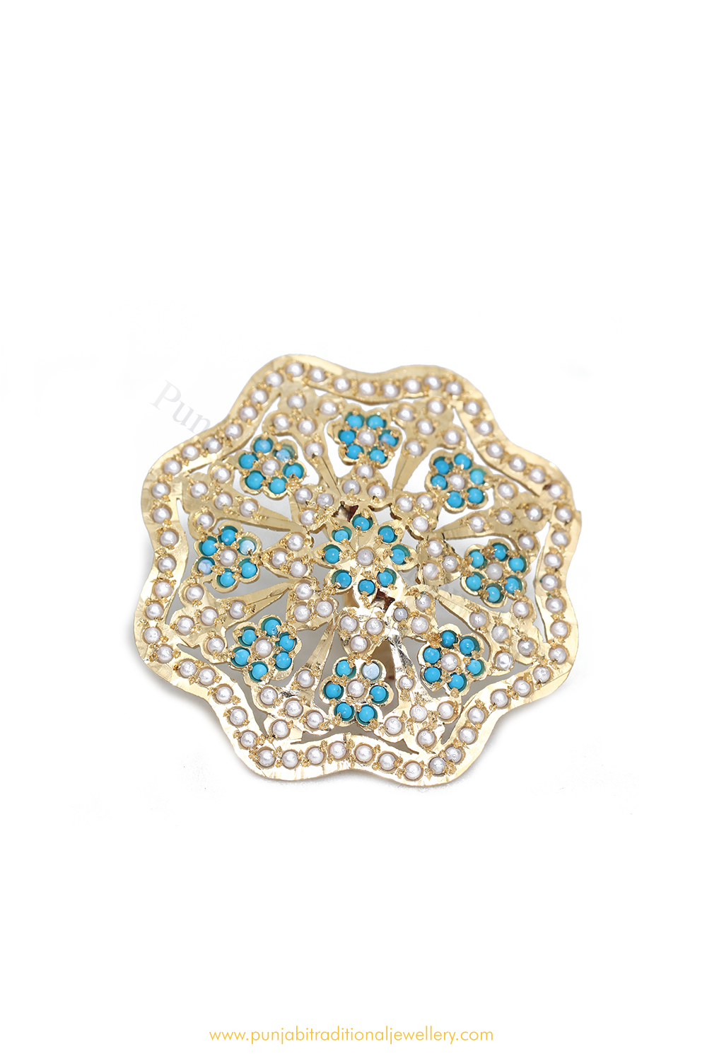 Gold Finished Navratan Kundan Ring By PTJ