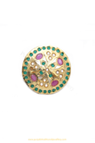 Gold Finished Rubby Emerald Jadau Ring By PTJ