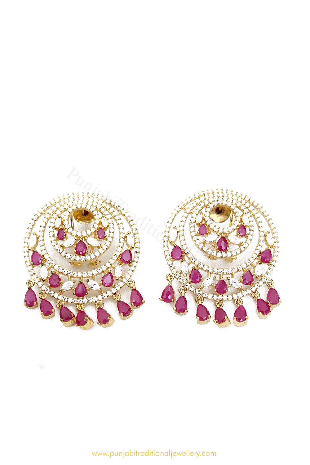 Gold Finished Rubby AD Studs By PTJ