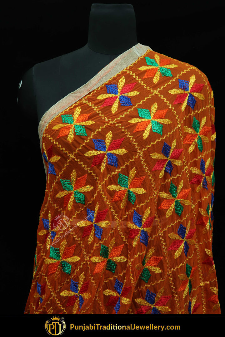 Multi Color Pure Phulkari Dupatta By Punjabi Traditional Jewellery