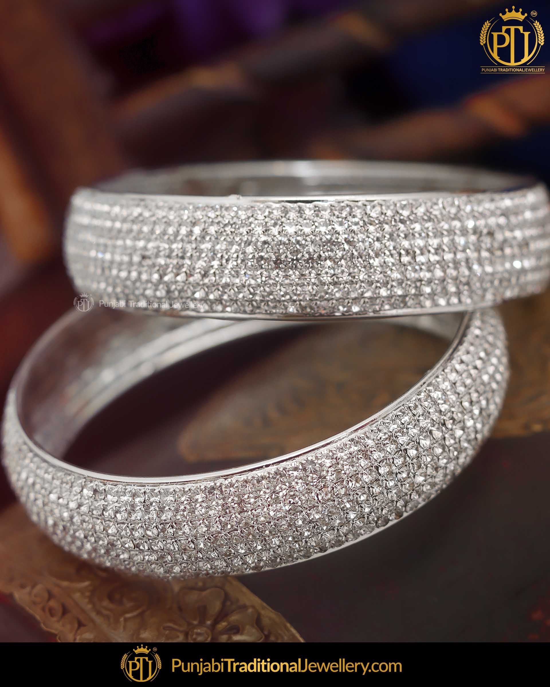 Silver Jercon Karra Bangles  (Both Hand Pair) | Punjabi Traditional Jewellery Exclusive