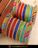 Gold Finished Satrangi Bangles Set (Both Hand Pair) | Punjabi Traditional Jewellery Exclusive