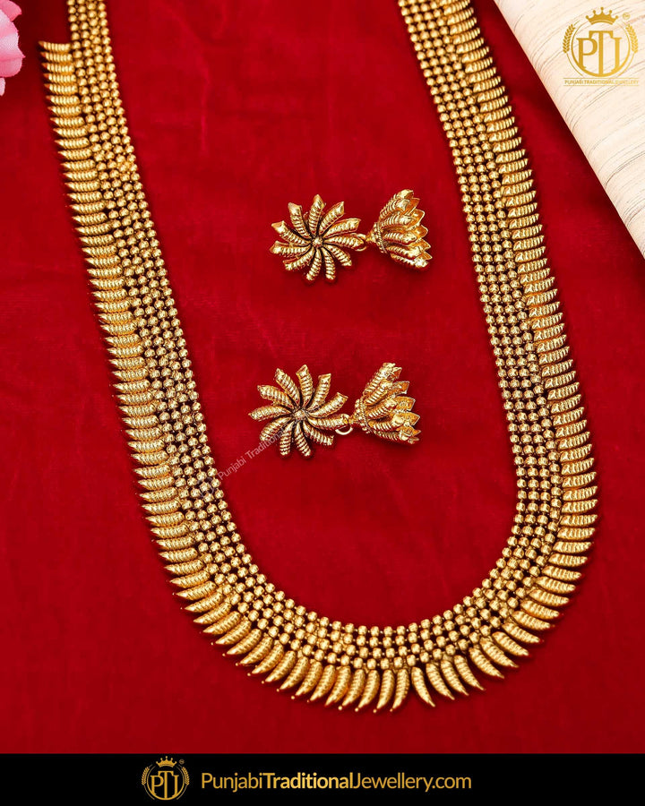 Antique Gold Finished Emerald Rubby Johda long Set | Punjabi Traditional Jewellery Exclusive