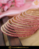 AD Stone Pink Bangles (12 piece) | Punjabi Traditional Jewellery Exclusive
