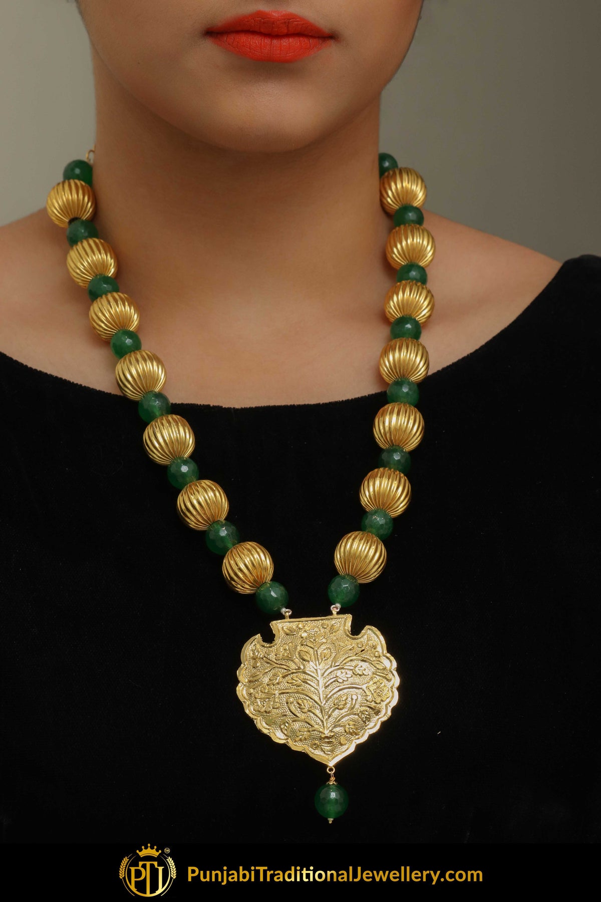 Irem Emerald Only Necklace | Punjabi Giddha Jewellery | Punjabi Traditional Jewellery Exclusive