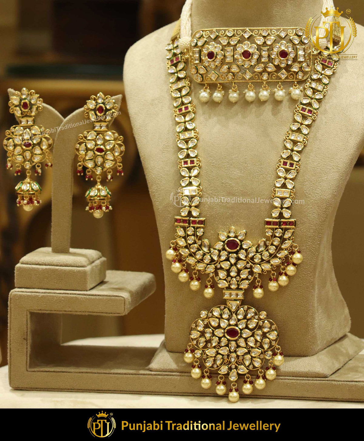 Rubby Kundan & Pearl Rani Haar With Choker Necklace | Punjabi Traditional Jewellery Exclusive