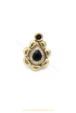 Antique Gold Finished Black Polki Ring By PTJ